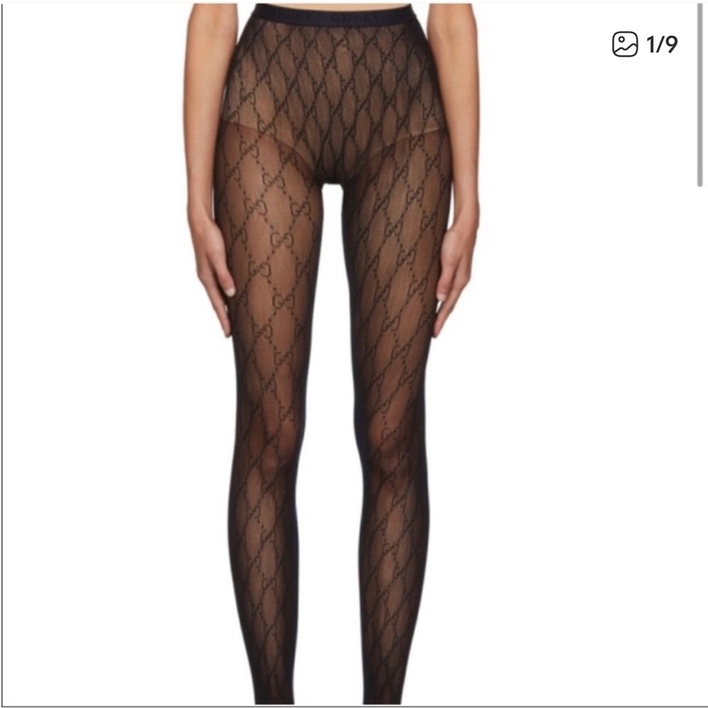 Gucci Black Sheer Patterned Tights